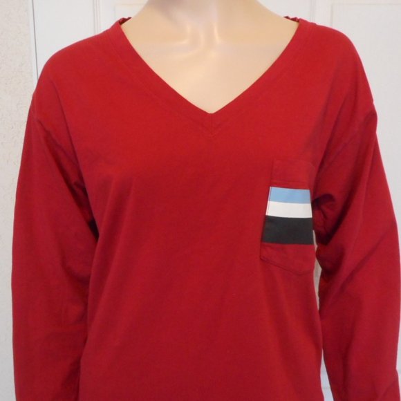 New VS PINK T-Shirt Red Graphic Sleeve Size Small - Picture 6 of 9